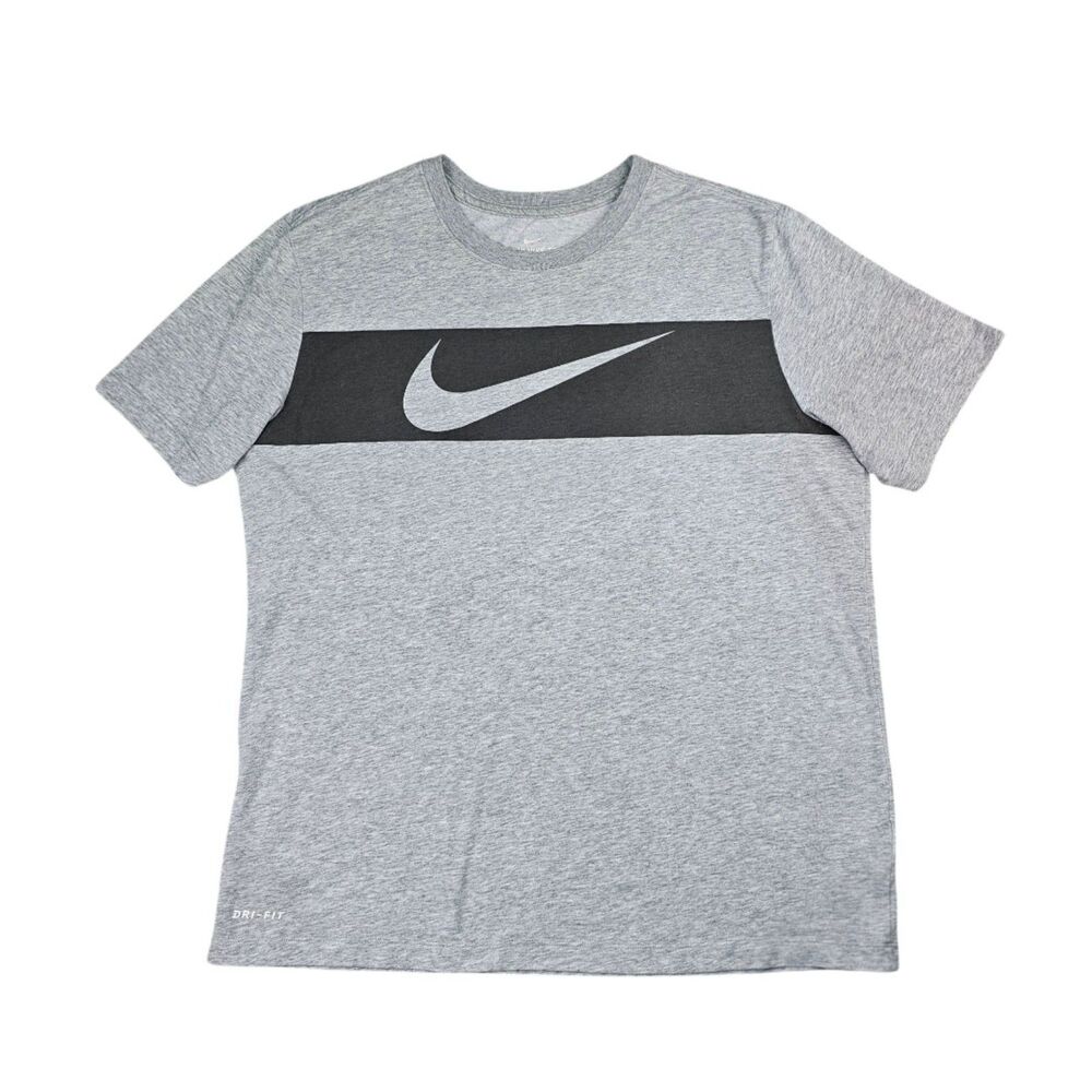 Nike Dri-FIT Tee Mens Large Gray Swoosh Athletic Workout Shirt